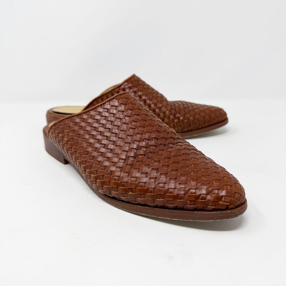 Nisolo Brown Woven Leather Mules Women's Size 8 EUC Pointy Toe